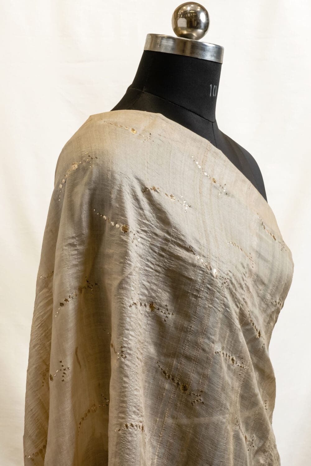 Tussar Silk Mukaish Fabric - Image 4