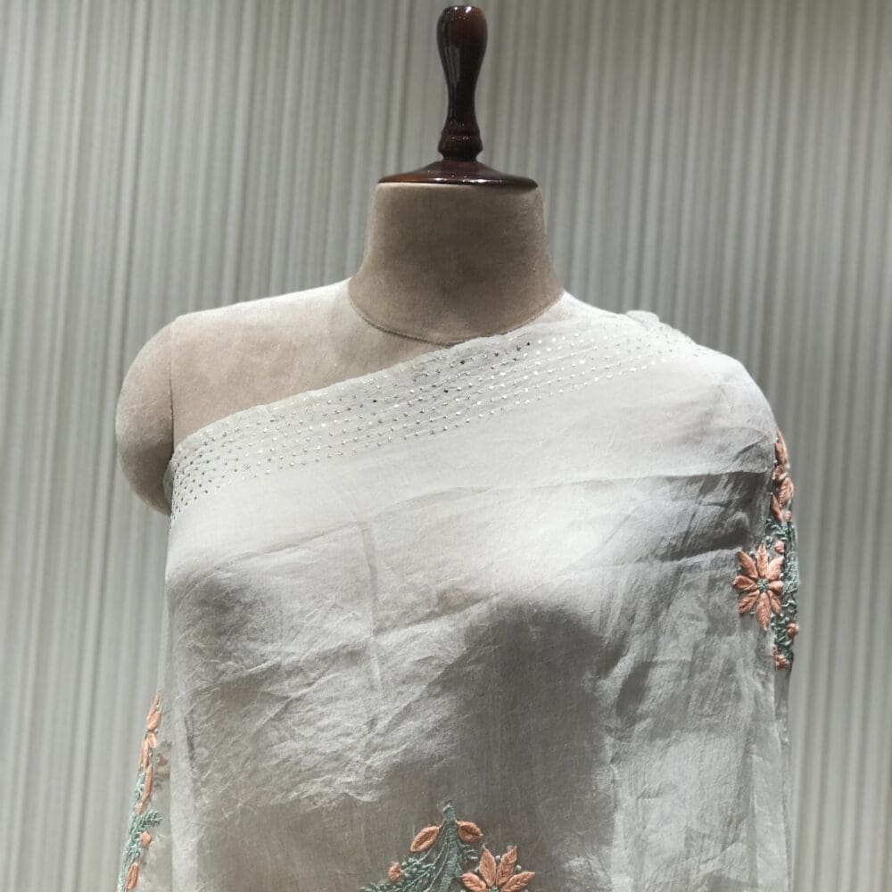 Embroidered Mukaish Dupatta | Organza Silk