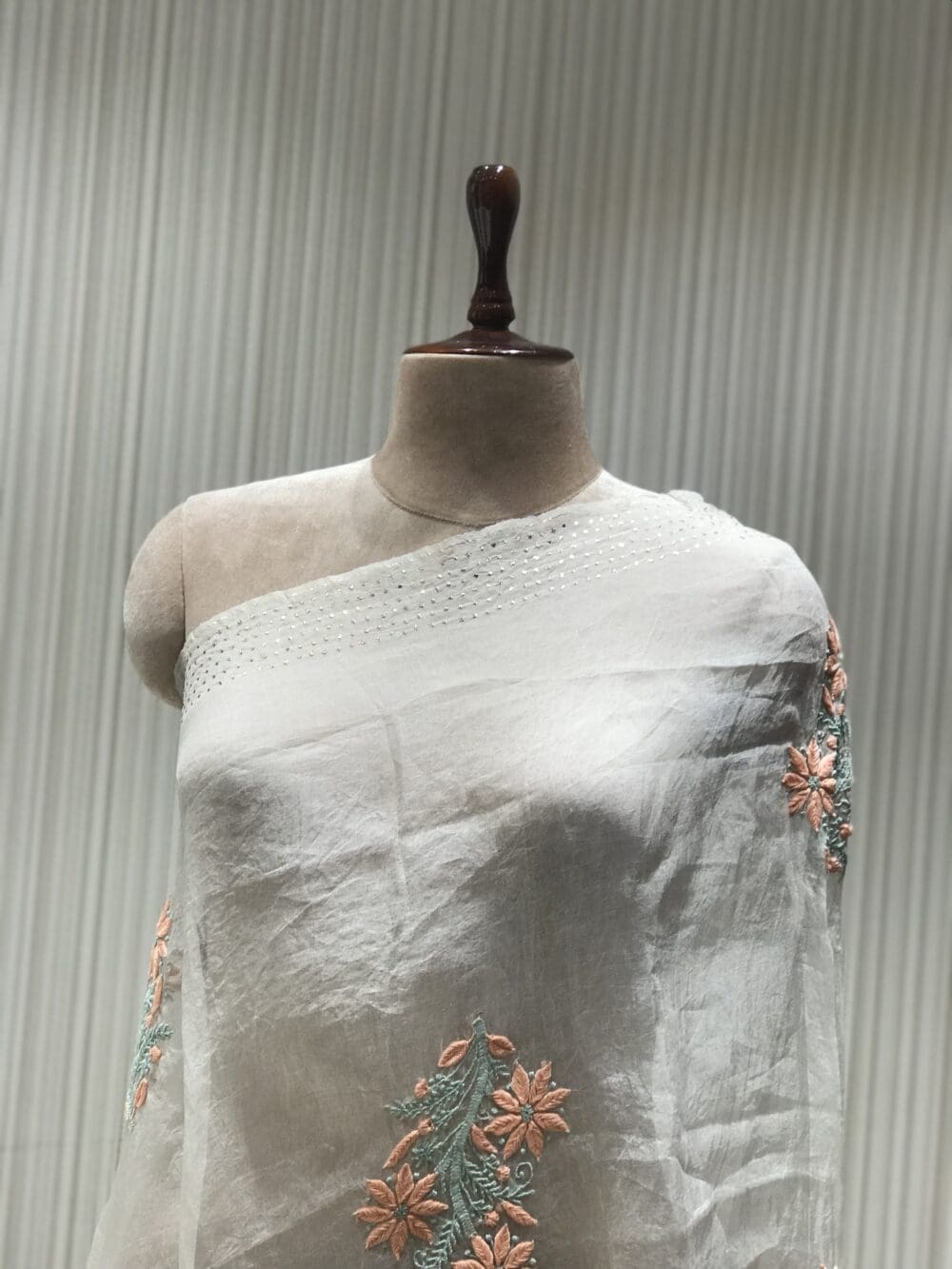 Embroidered Mukaish Dupatta | Organza Silk