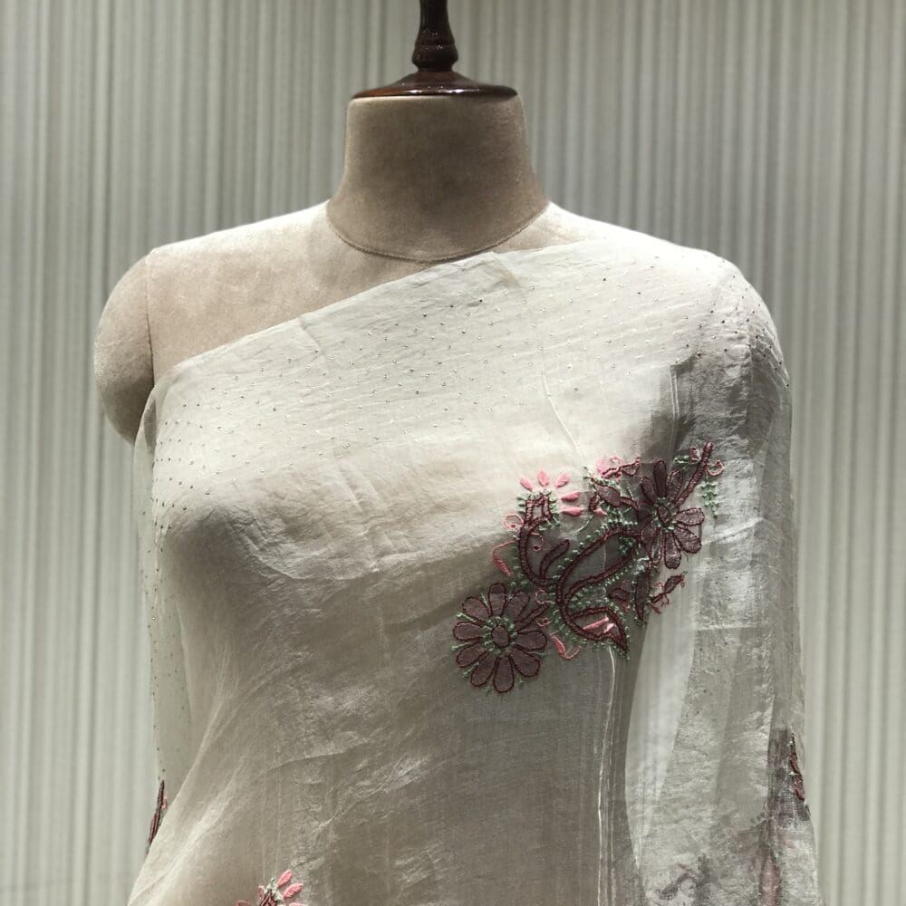 Embroidered Mukaish Dupatta | Organza Silk