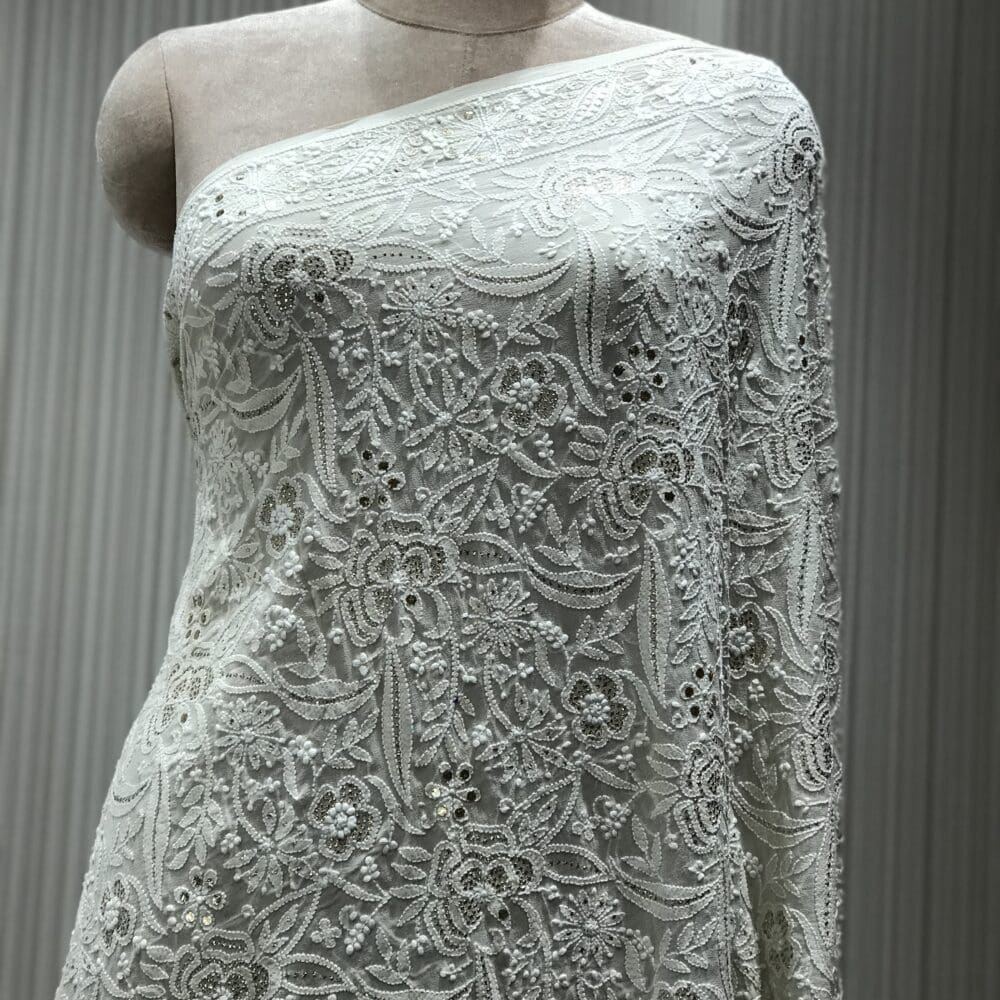 Chikankari Mukaish Dupatta | Georgette Silk