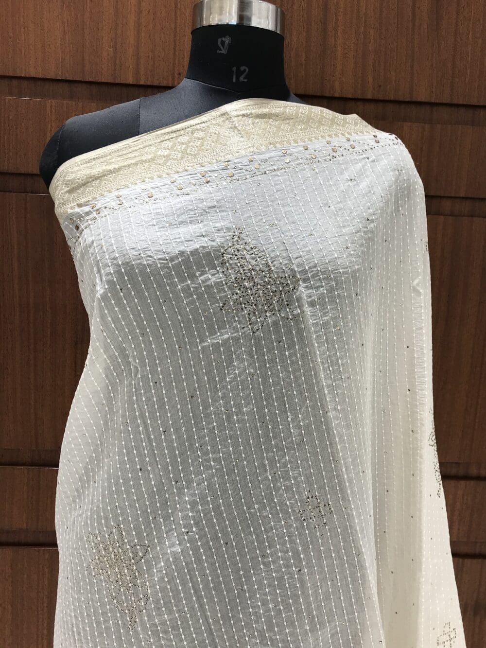Embroidered Mukaish Dupatta | Chanderi Silk