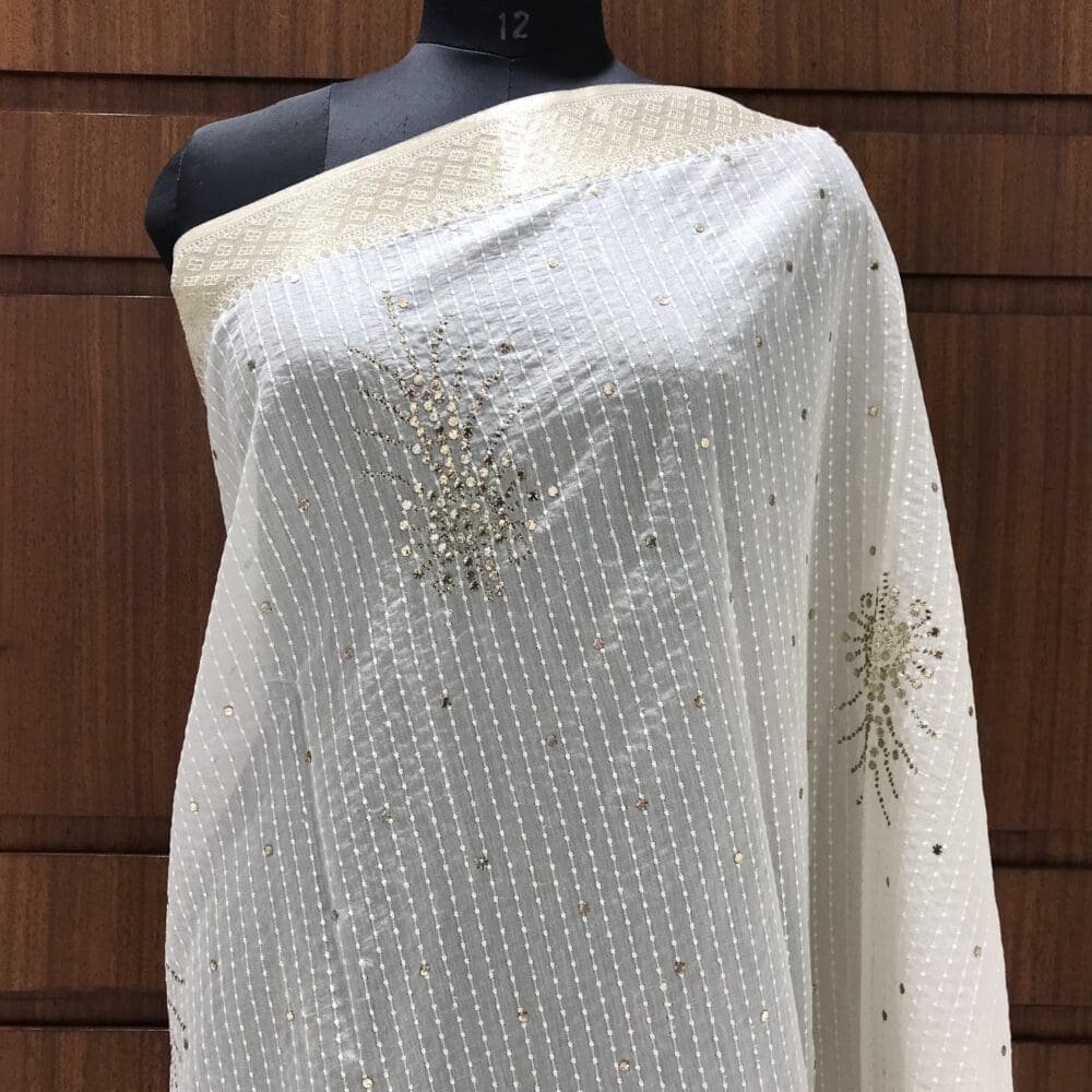 Embroidered Mukaish Dupatta | Chanderi Silk