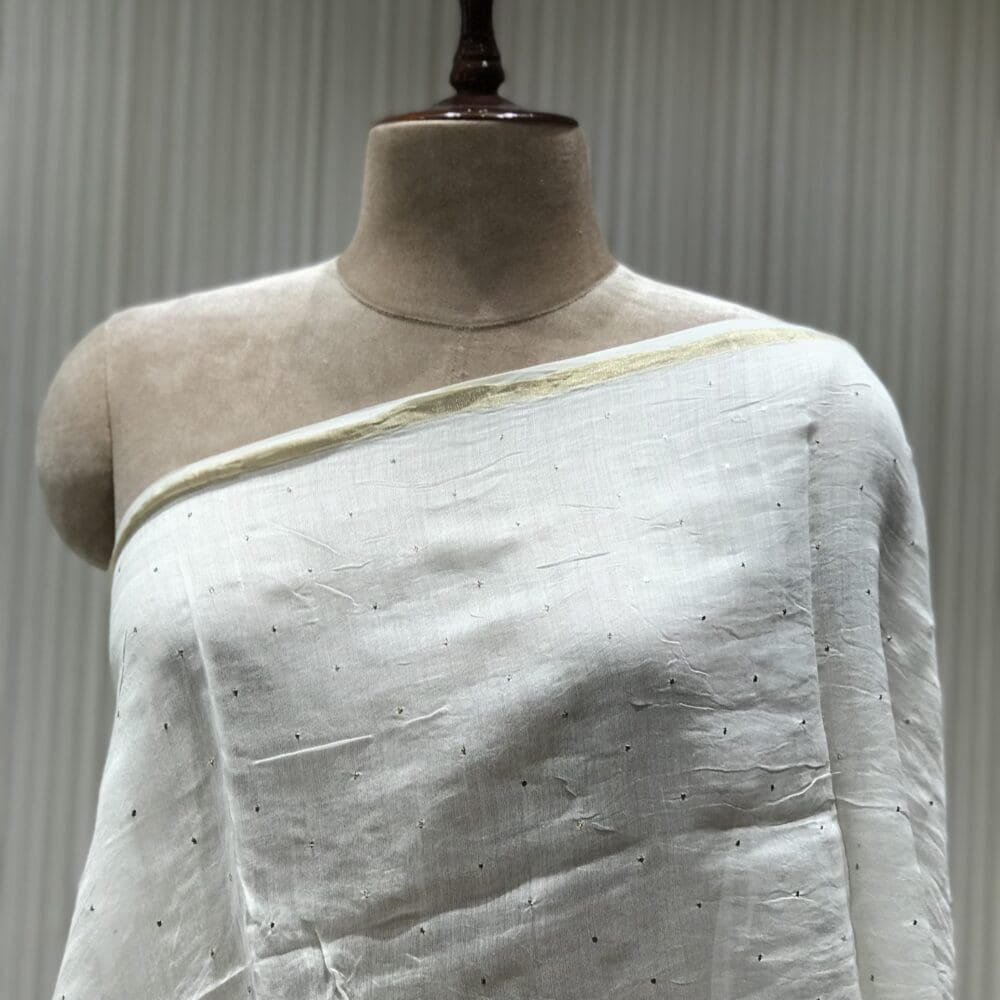 STC2840-CHANDERI SILK MUKAISH DYEABLE DUPATTA@750-STC2840-79 Chanderi Silk Mukaish Dyeable Dupatta