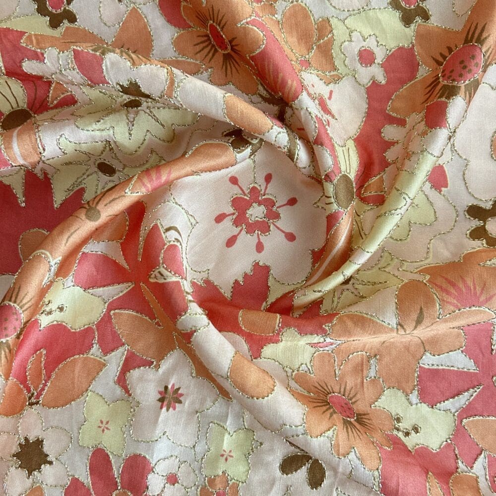 Printed Linen Satin Embroidery