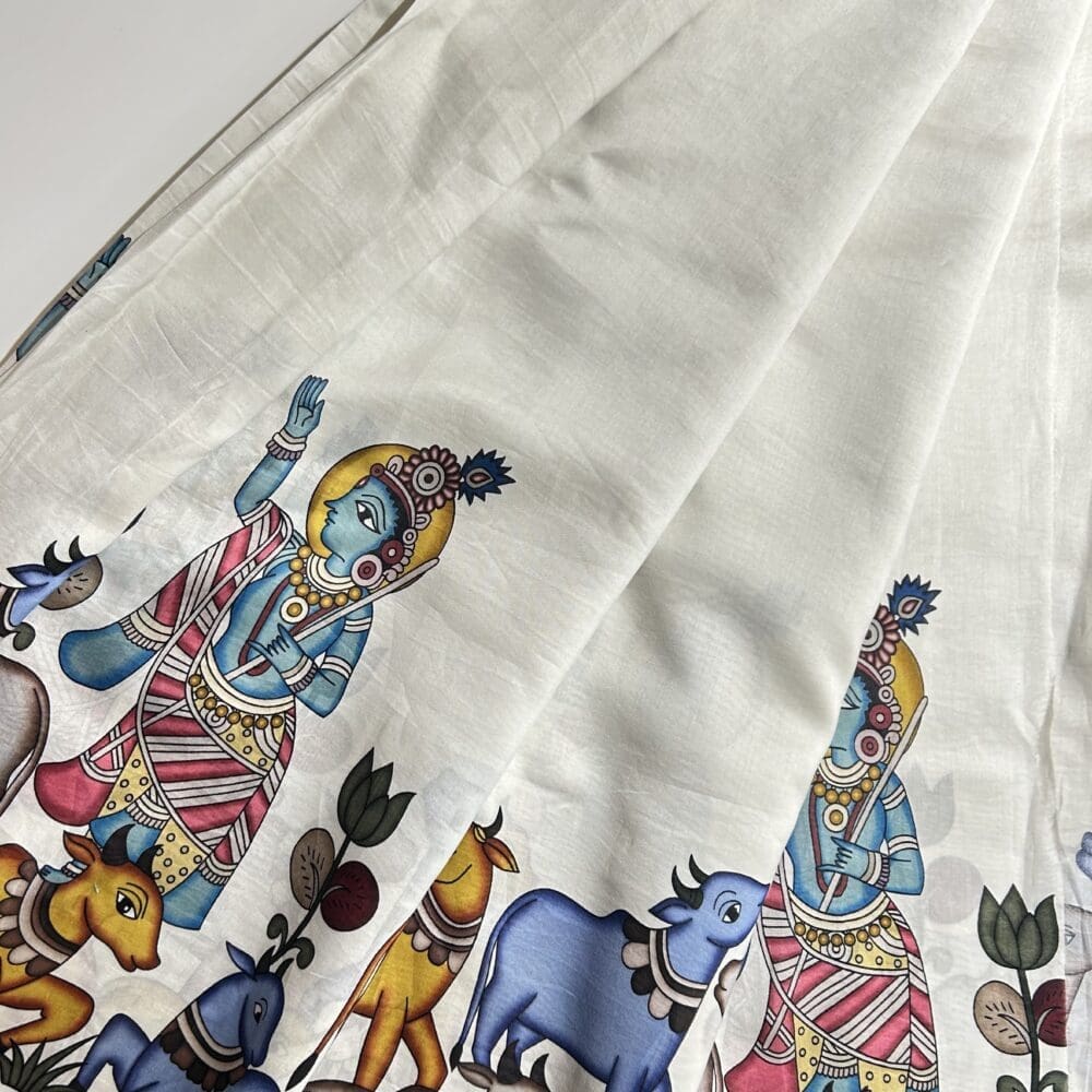 Silk Handloom Chanderi Print Silk Handloom Chanderi Krishna Print
