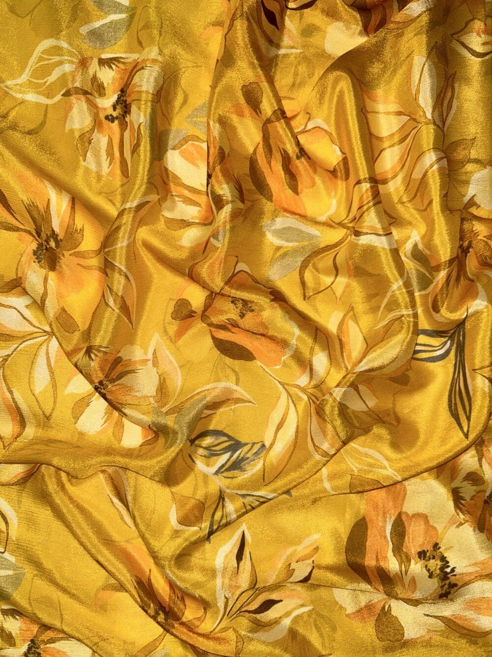 Yellow Floral chinon print