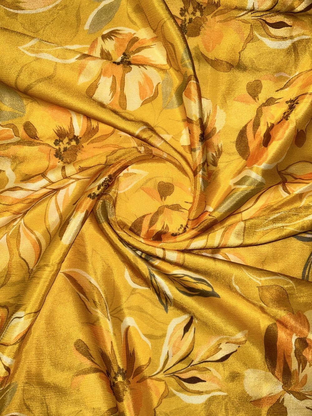 Yellow Floral chinon print