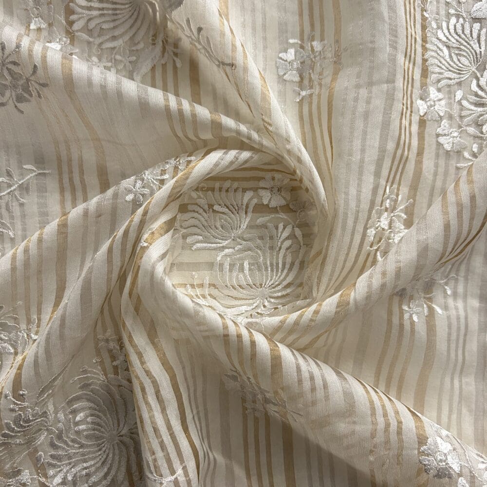 IMG_8201 Silk Chanderi Tissue Stripes Embroidery