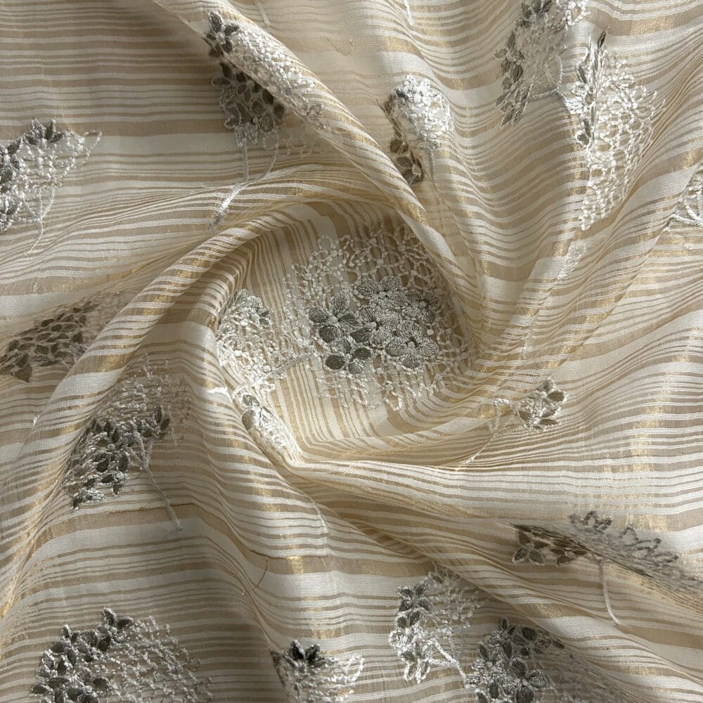 IMG_8212 Silk Chanderi Tissue Stripes Embroidery