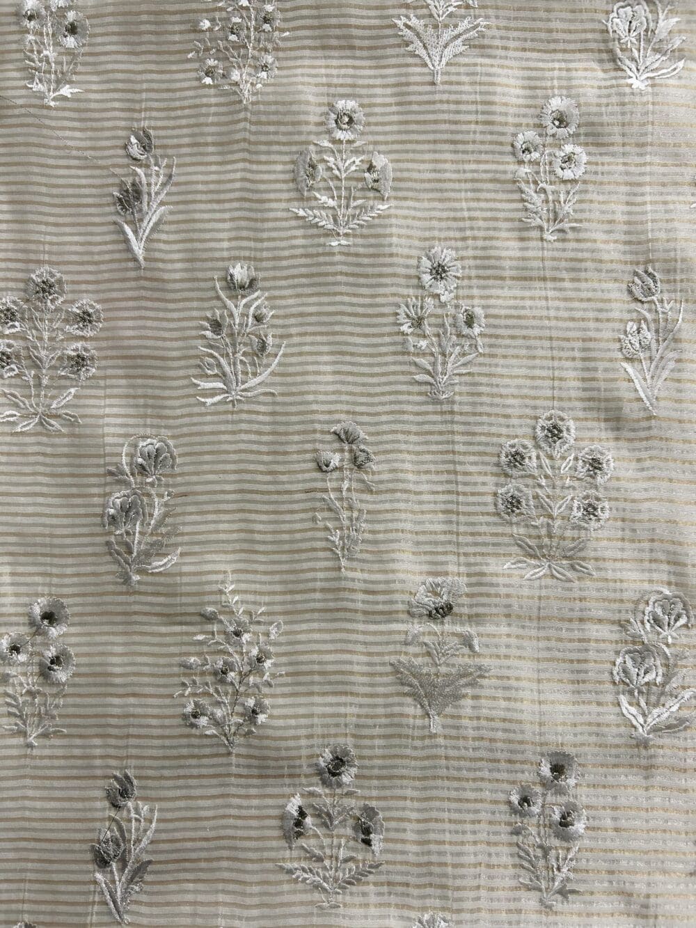 Silk Chanderi Tissue Stripes Embroidery - Image 3